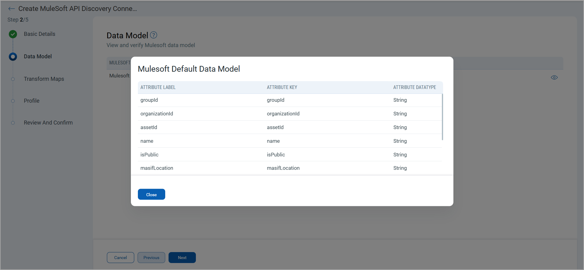 MuleSoft API Discovery Default Data Model